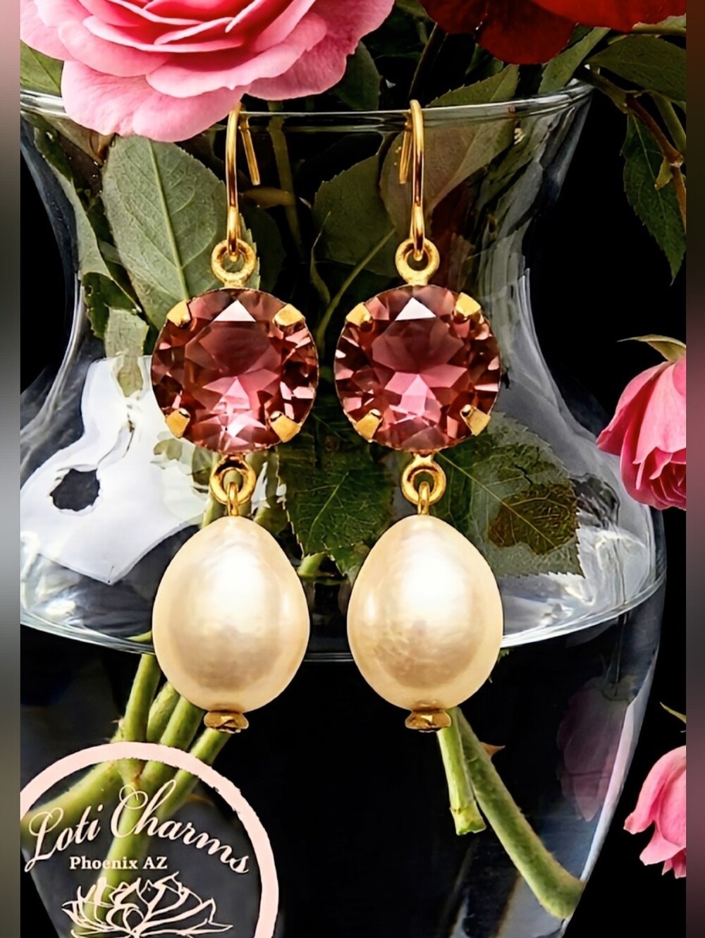 4.8 Total Carats Lab Created Alexandrite Color Changing And Pearls Earrings